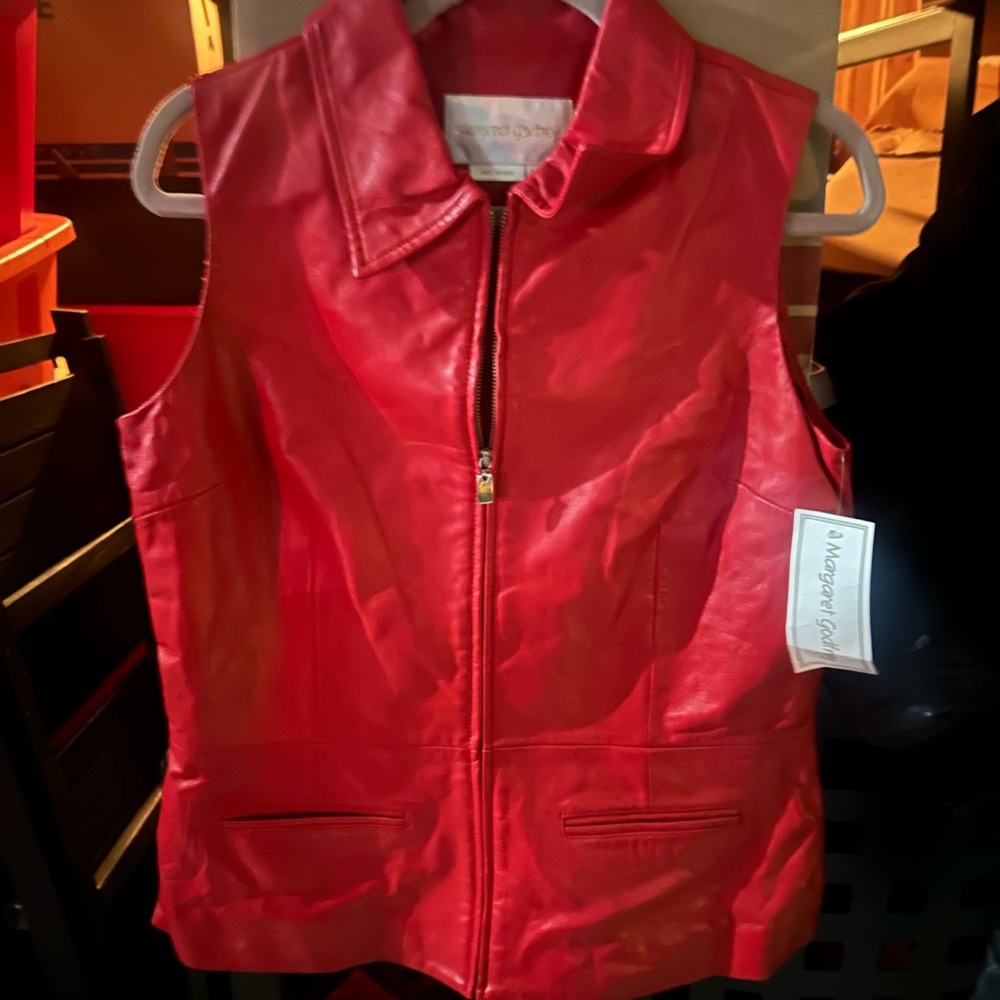 Stylish Red Leather Vest